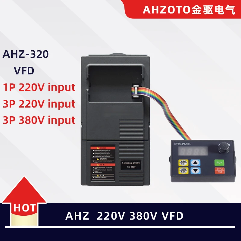 

0.75KW 1.5KW 2.2KW VFD 1hp 2hp 3hp Frequency Inverter 3PH 220V 380V Output Frequency Converter Variable Frequency Drive
