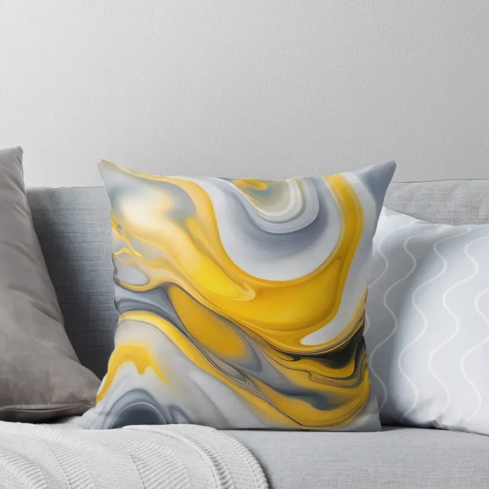 

Yellow, White and Grey Abstract Alcohol Ink Throw Pillow Christmas Pillow Covers autumn decoration Christmas Pillow