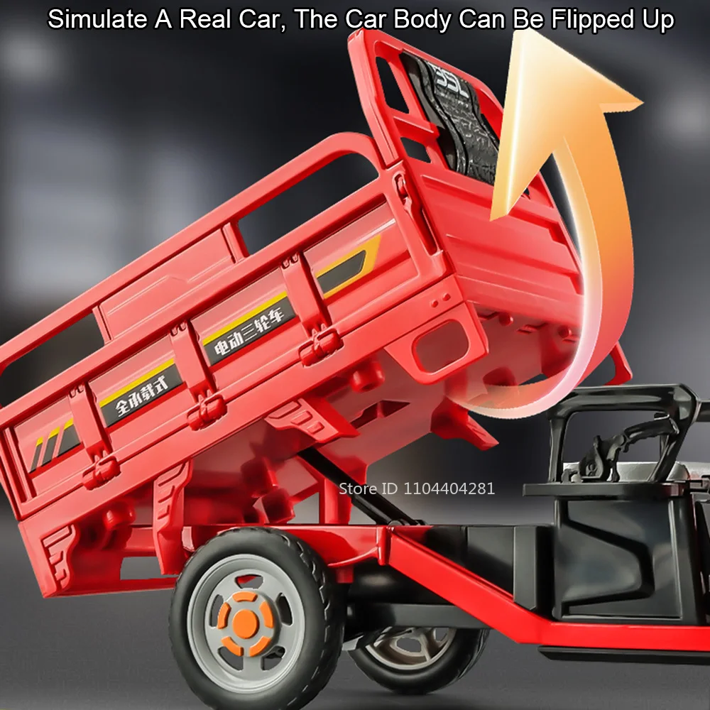 1:12 Triciclo Elettrico In Lega Modello di Auto Giocattoli Pressofuso Moto Ruota Anteriore Sterzo Suono Luce Tirare Indietro Veicolo Ragazzo Raccogliere Giocattolo