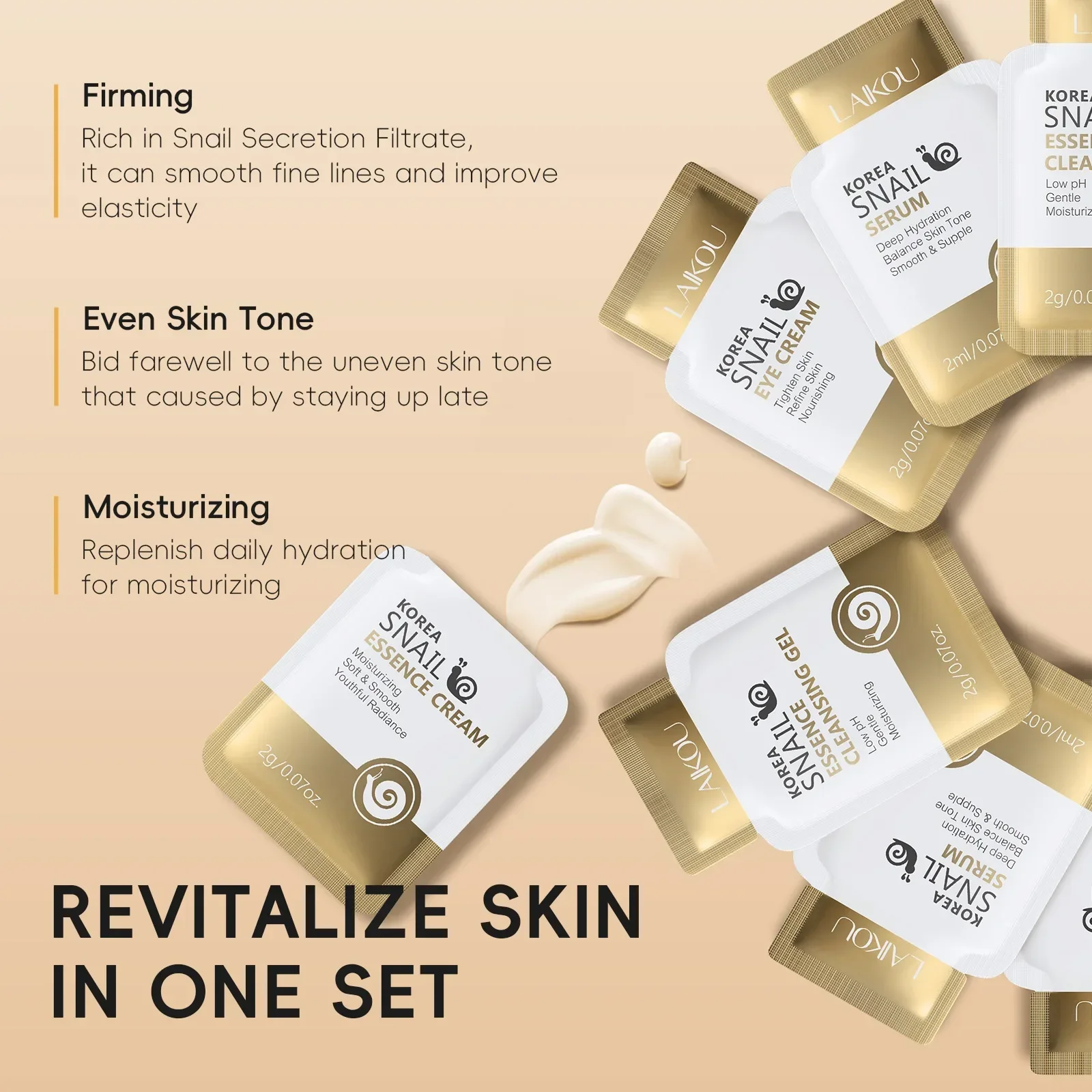 Advanced Korean Snail Mucin Skincare Routine Set Facial Cleanser Eye Treatment Serum Cream Hydrating Firm Fine Lines Care