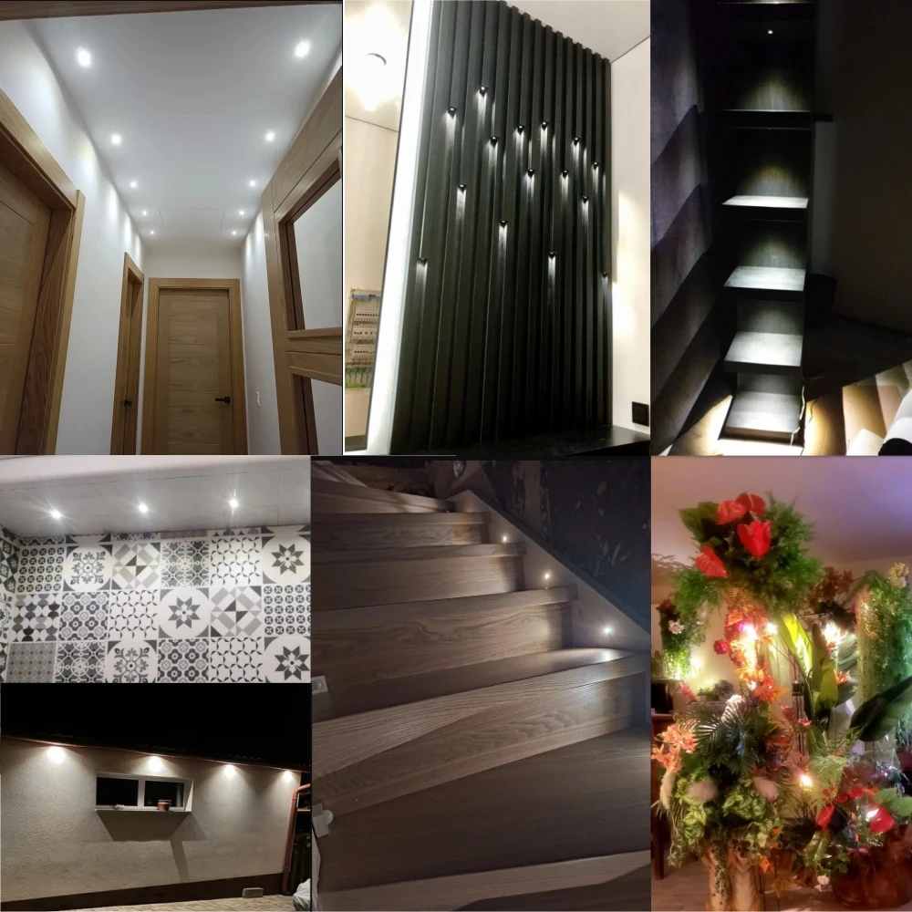 1W 12V Mini LED Downlight Dimmable IP65 Outdoor Spotlight Stairs Cabinet Lights Recessed Showcase Step Sauna Bulb Spot Lighting