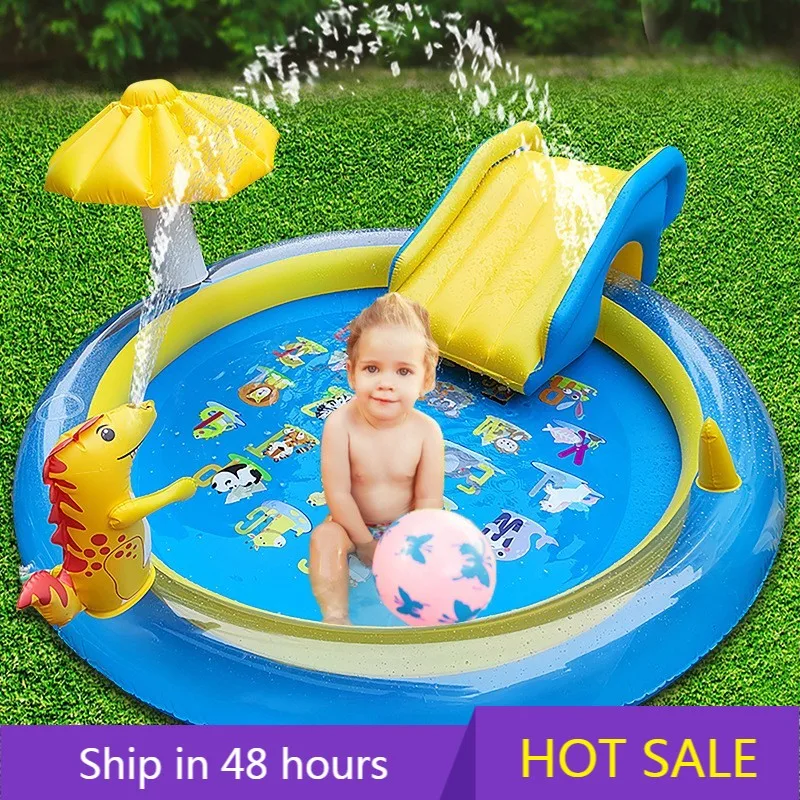 

YTYIN Outdoor Inflatable Water Play Center with Pool Slide Sprinkler Floating Amusement Facilities for Swimming for Water Parks