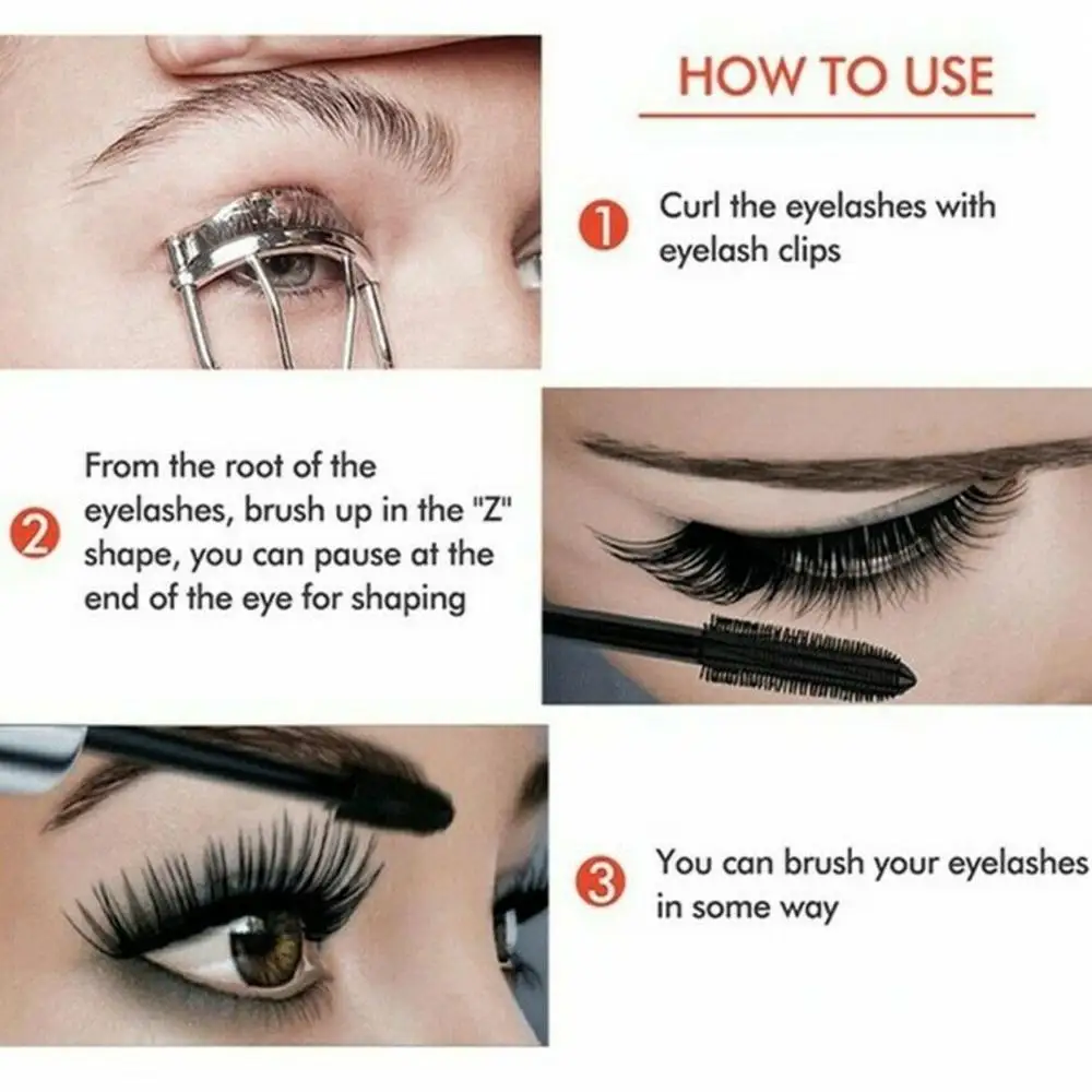 Longlasting Smudge-proof Quick Drying Voluminous Fiber Lashes Extension 4D Silk Fiber Mascara Eye Makeup Tool