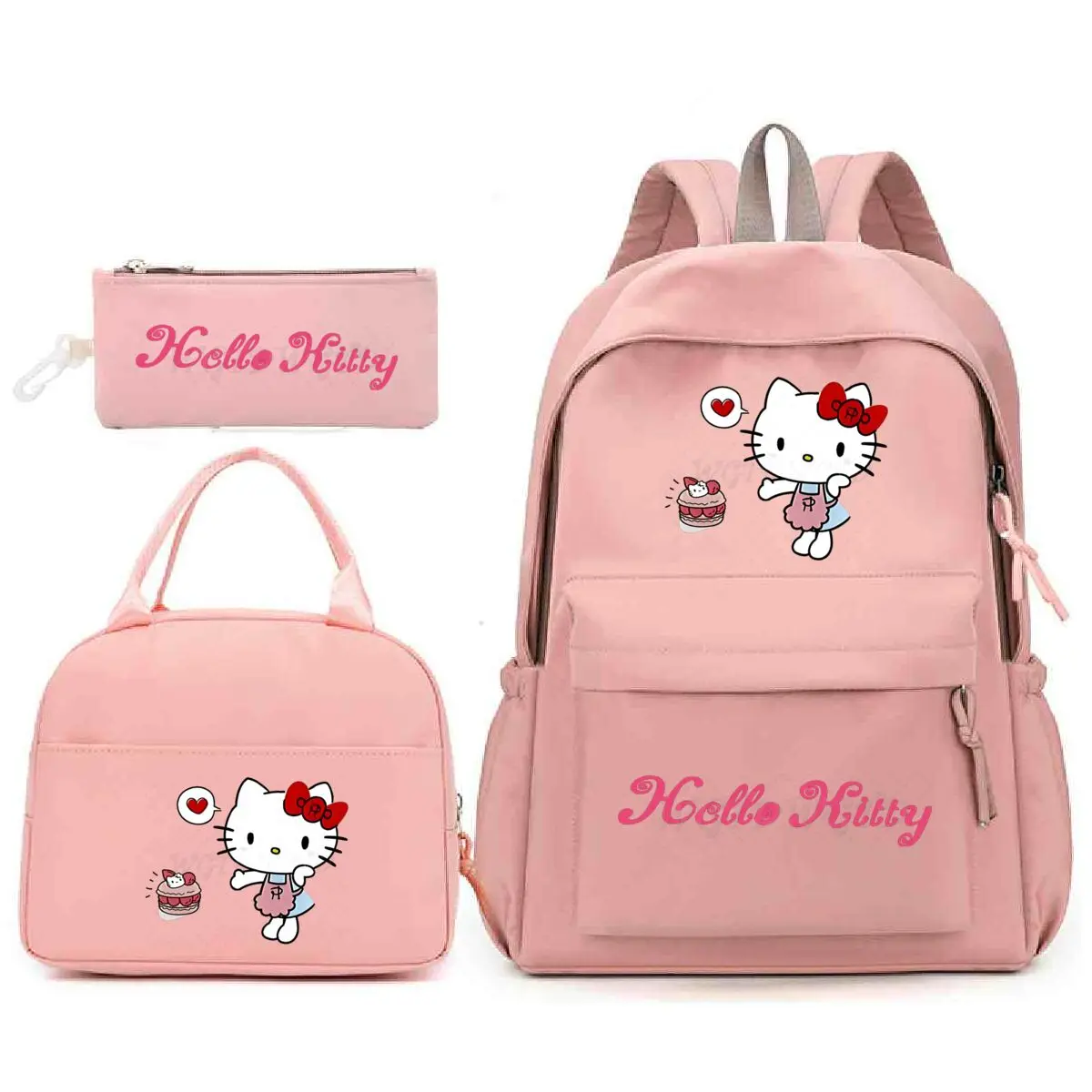

3 шт. комплект рюкзака милый мультфильм Hello Kitty школьные ранцы детский школьный рюкзак для подростков мультяшная сумка-карандаш изолированные сумки для обеда