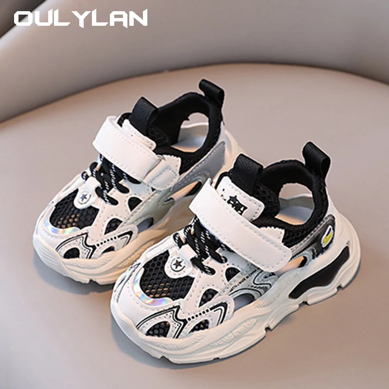 

2024 Summer New Hollow Breathable Sandals Fashion Boys Half Sandals Girls Sneakers Preschool Sport Running Sandals Size 21-30 ﻿