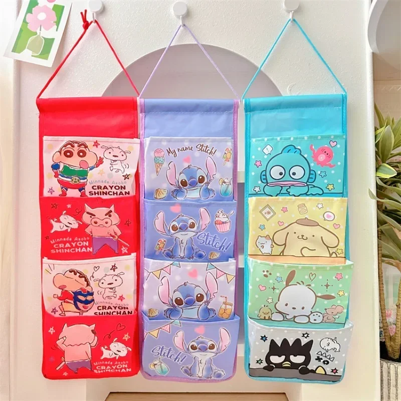 

Creative Kawaii Sanrios Wall Hanging Storage Bag Cartoon Girl Kuromi Cinnamoroll Multi-compartment Pochacco Bag Sundry Bag