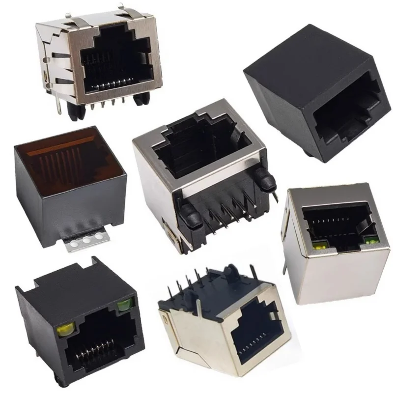 20pcs RJ45 Telephone Jack Network Interface Internet Connector 8Pin 8P 8C Female Socket 18.3MM 21mm LED With Tab New