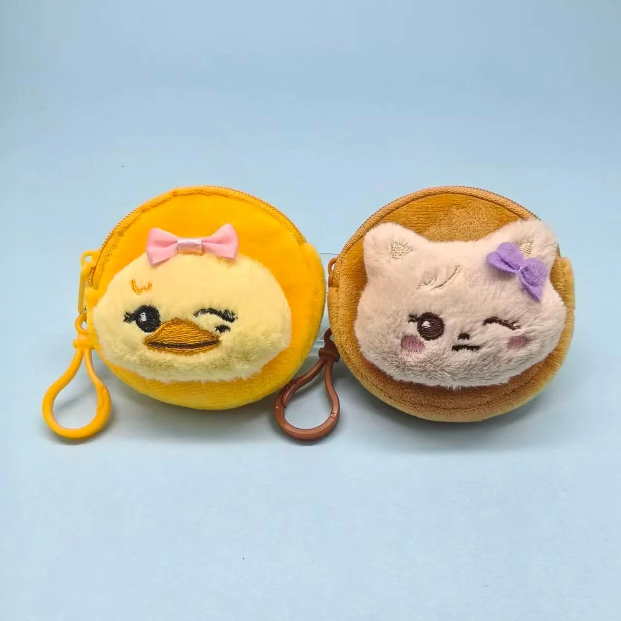Kawaii Kpop Bowknot Duck Cat Rabbit Bear Plush Mini Zipper Wallet Keychain Animal Coin Purse Backpack Pendant Decor Fans Gift view 5