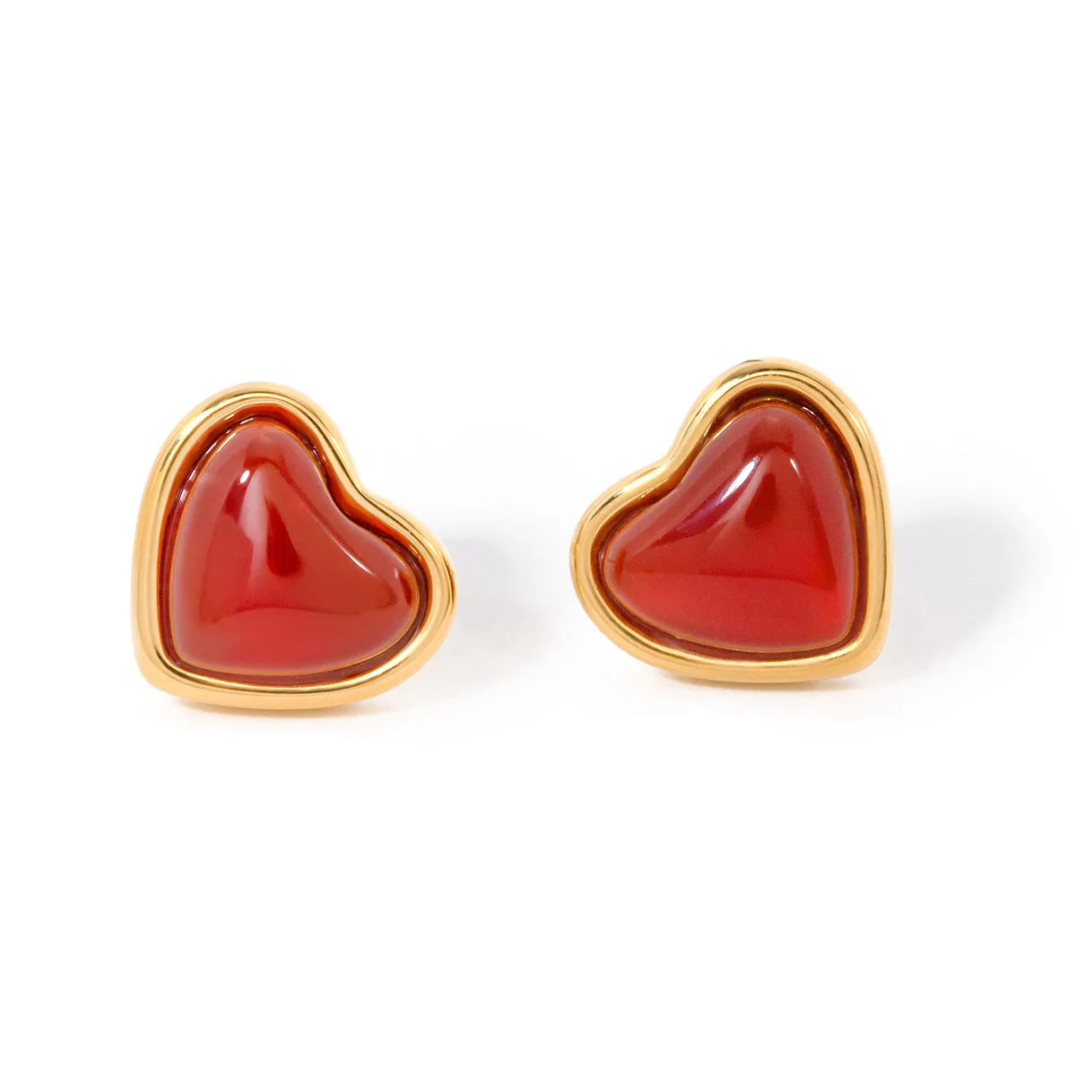 

Stainless Steel PVD 18K Gold Plated Tarnish Waterproof Red Resin Stud Earrings For Woman Jewelry Wholesale Trendy