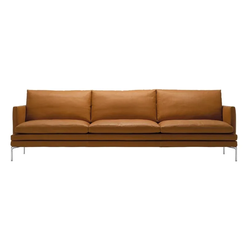 

Genuine leather small apartment living room modern industrial style medieval retro oil wax first layer cowhide sofa
