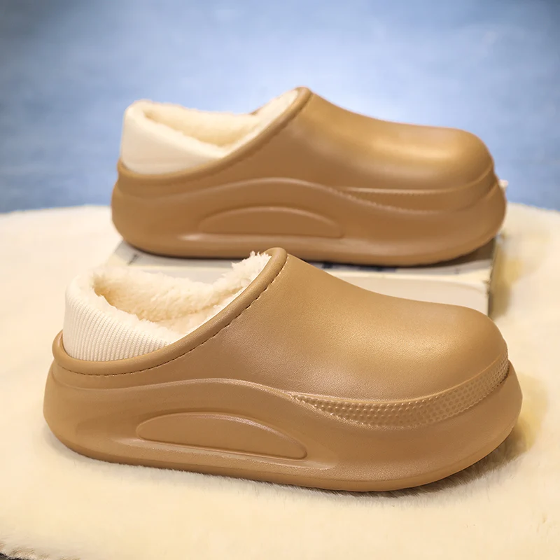 

Мужская зимняя теплая обувь, хлопковые тапочки на толстой подошве, пара из ЭВА, водонепроницаемая уличная хлопковая обувь, мужская плюшевая полностью закрытая теплая обувь