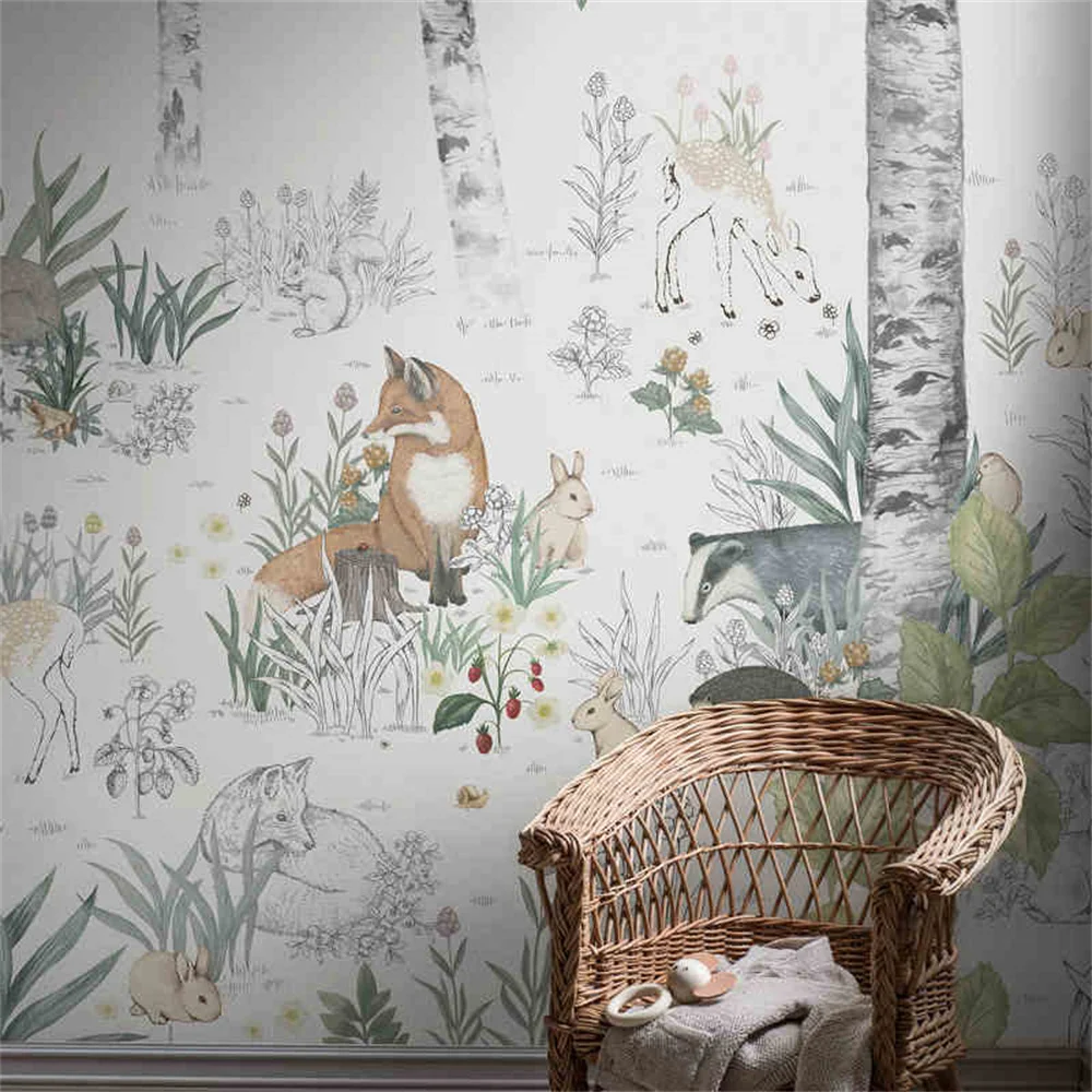 

Customized 3d wallpaper and murals for the background wall of environmentally friendly small animals in modern children's rooms