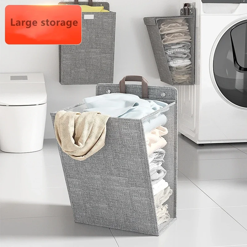 Foldable Hanging Dirty Laundry Basket Hamper Space-saving Large Waterproof Clothes Dolls Storage Bag for Bathroom Organizer