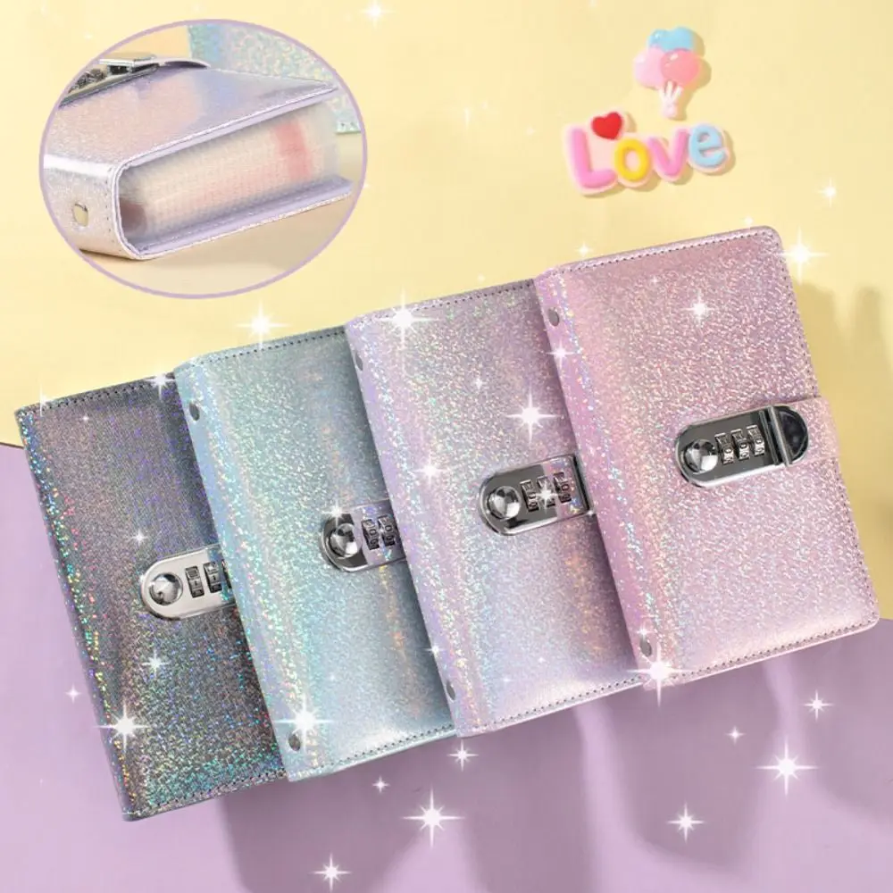 50Sheets Saving Money Binder Bright Crystal Portable Planner Organizer Savings Handbook PU Leather Budget Binder with Lock