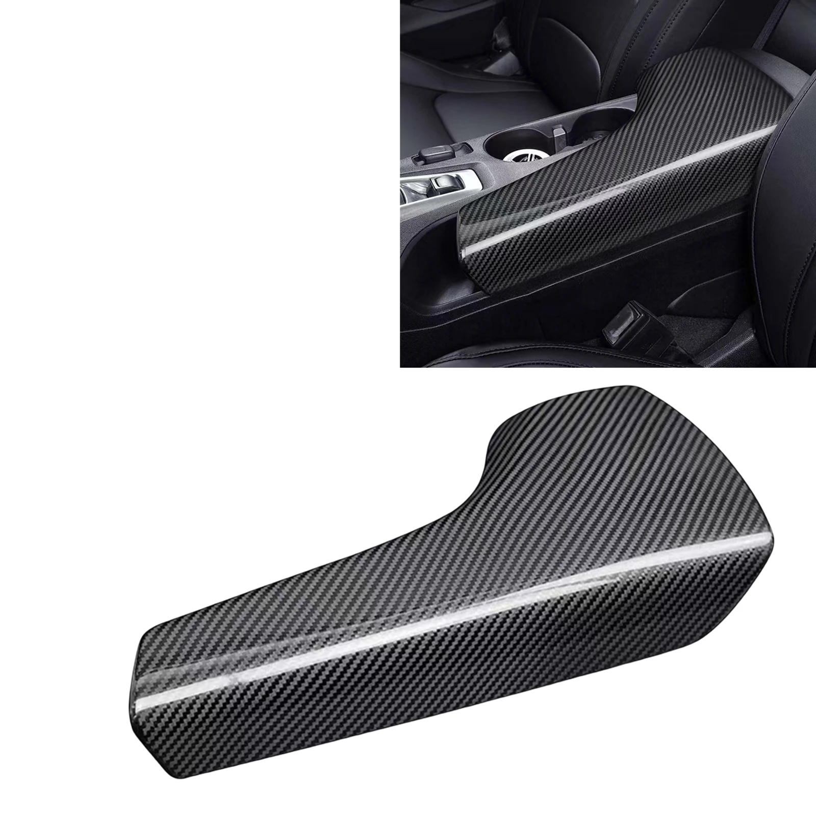 Carbon Fiber Interior Center Console Armrest Storage Box Panel Cover Trim For Chevrolet Camaro 2016-2024