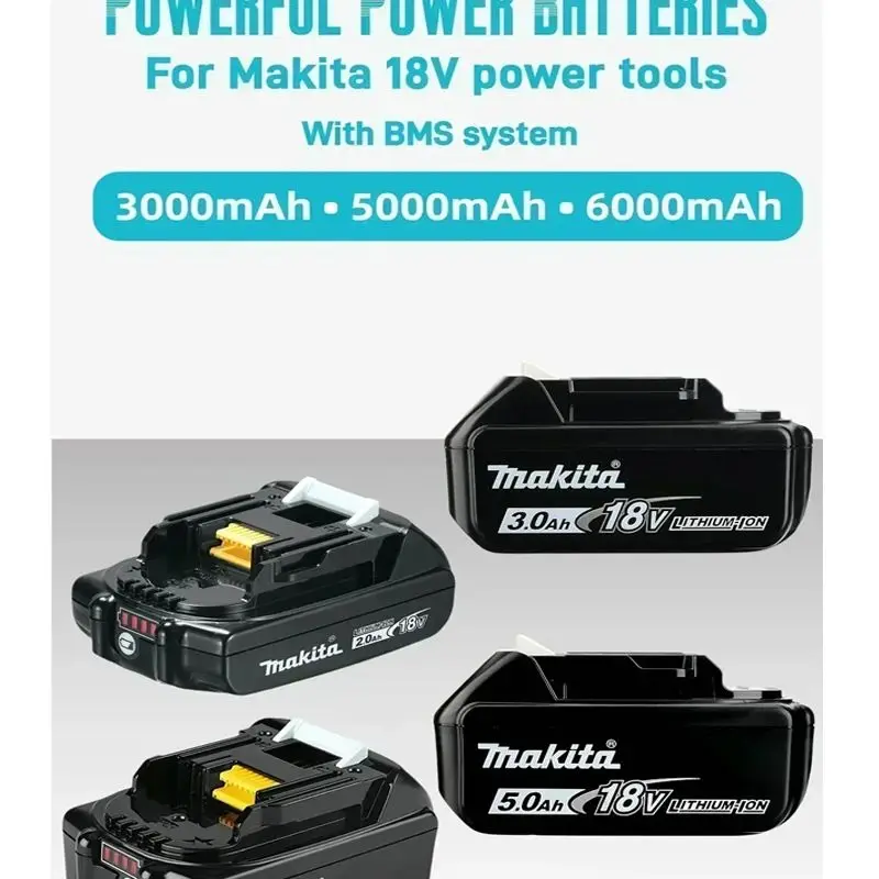 Nieuwe Makita BL1860 18V 6Ah 5Ah 3Ah 2Ah accu voor elektrische gereedschappen Li-ion vervangende LXT BL1850 BL1840 voor 18V schroevendraaier met BMS TPCE - afbeelding 2