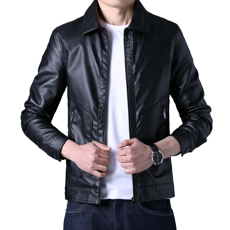 

New Leather Jacket Men's PU Leather Jacket Slim Fit Trend Jacket Casual Jacket Korean Version Fashion Slim Fit Handsome Jacket