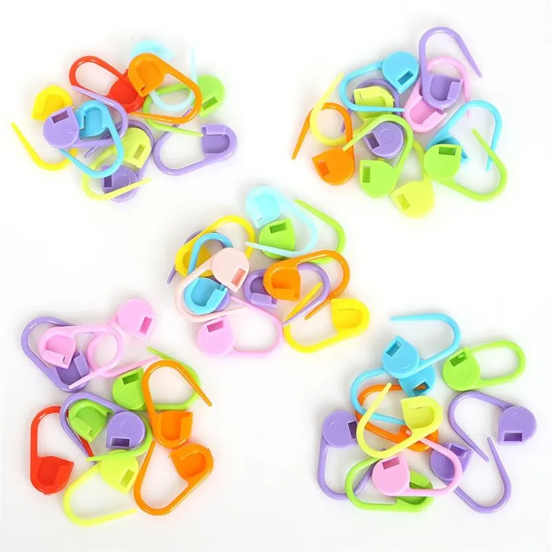 100 Pcs/Pack Mini Knitting Crochet Locking Stitch Markers Can Baby Greeting Card Plastic Markers Holder Needle Clip Craft