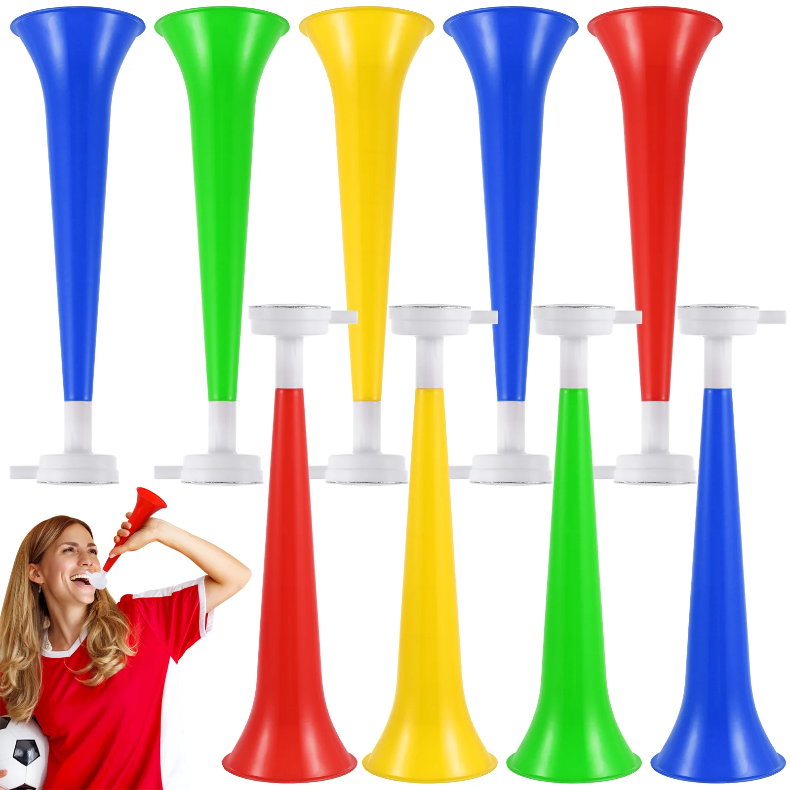 10 Pcs 1 Section Plastic Trumpet Noise Maker Kids Toys Cheerleader Sports Game Cheering Props Birthday Party Favor Gift (Random