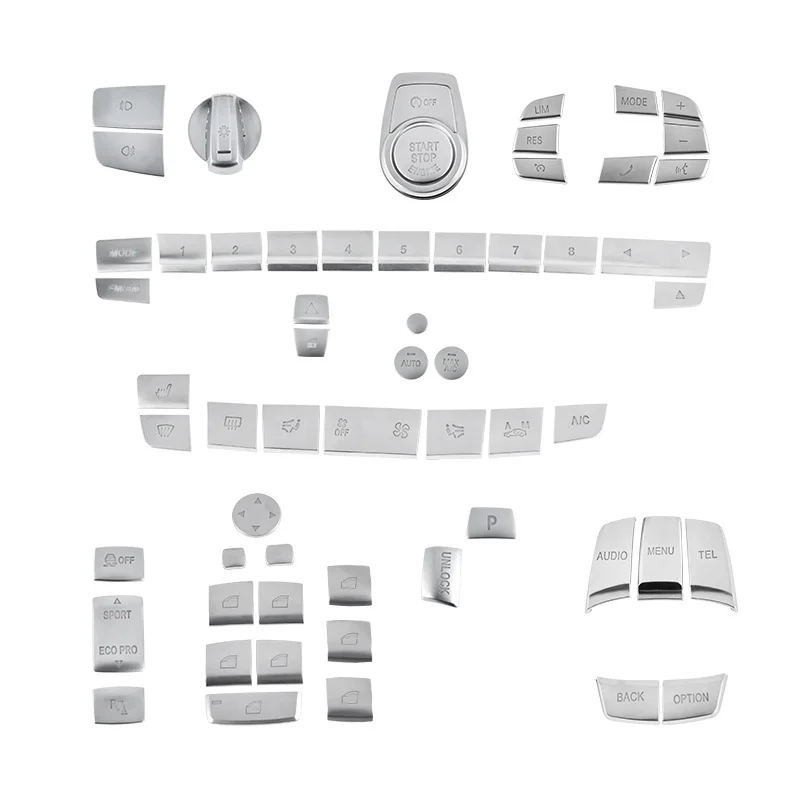 

Для BMW 3 и 4 серий F30 F31 F32 F33 F34 F36 F80 3GT: накладка на центральную ручку КПП, наклейка на кнопки CD, номерные кнопки, кнопки мультимедиа, аксессуар