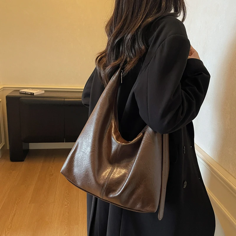 

Модная сумка через плечо из искусственной кожи большой емкости, однотонная повседневная сумка-тоут с объемом салата, лидер продаж, сумки для женщин Bolsas Femininas