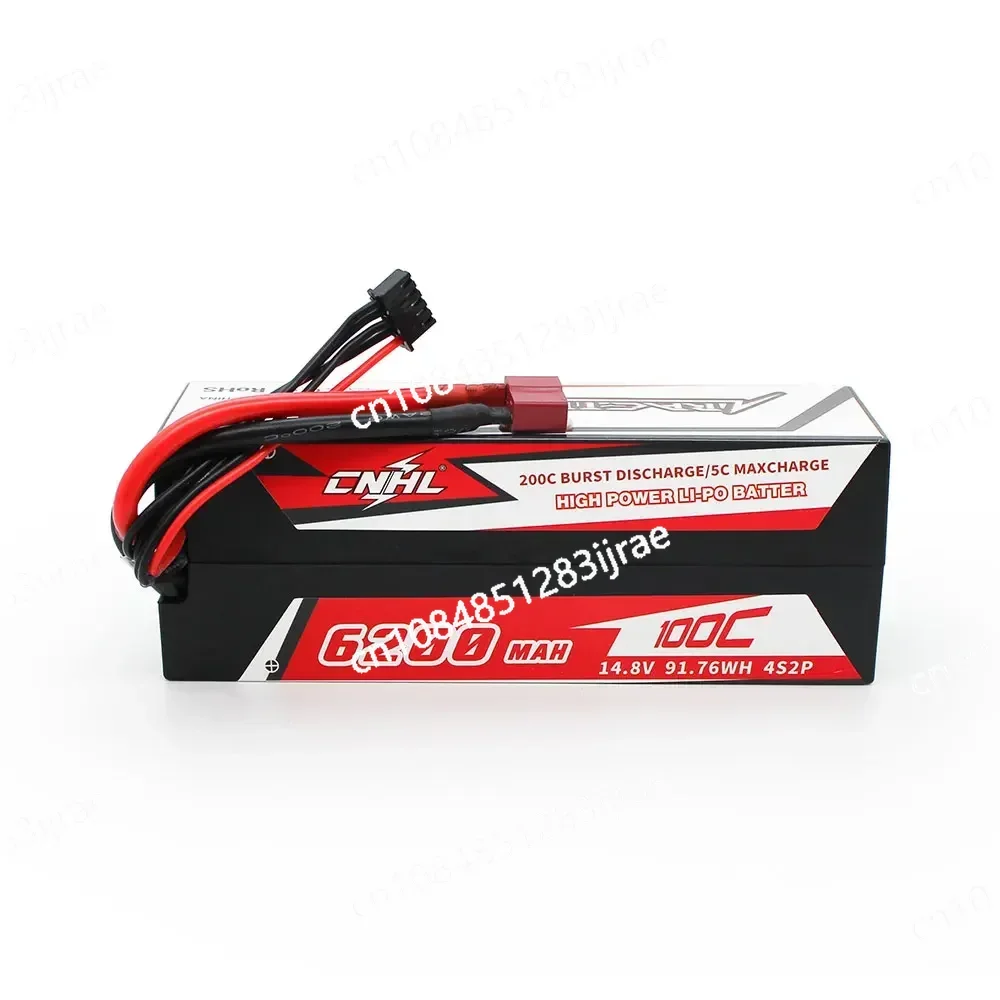 4S 14.8V Battery 6200mAh 100C Racing Series Hard Shell with T-shaped Deans Plug, Suitable for RC Cars and Ships