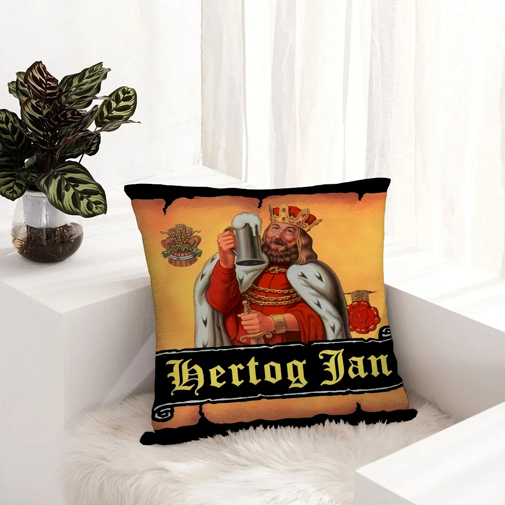

Fishion H-Hertog J-Jans Pillow Case Plush Fabric Soft Pillowcase Double Sided Print Sofa Cushion Cover Throw Pillow