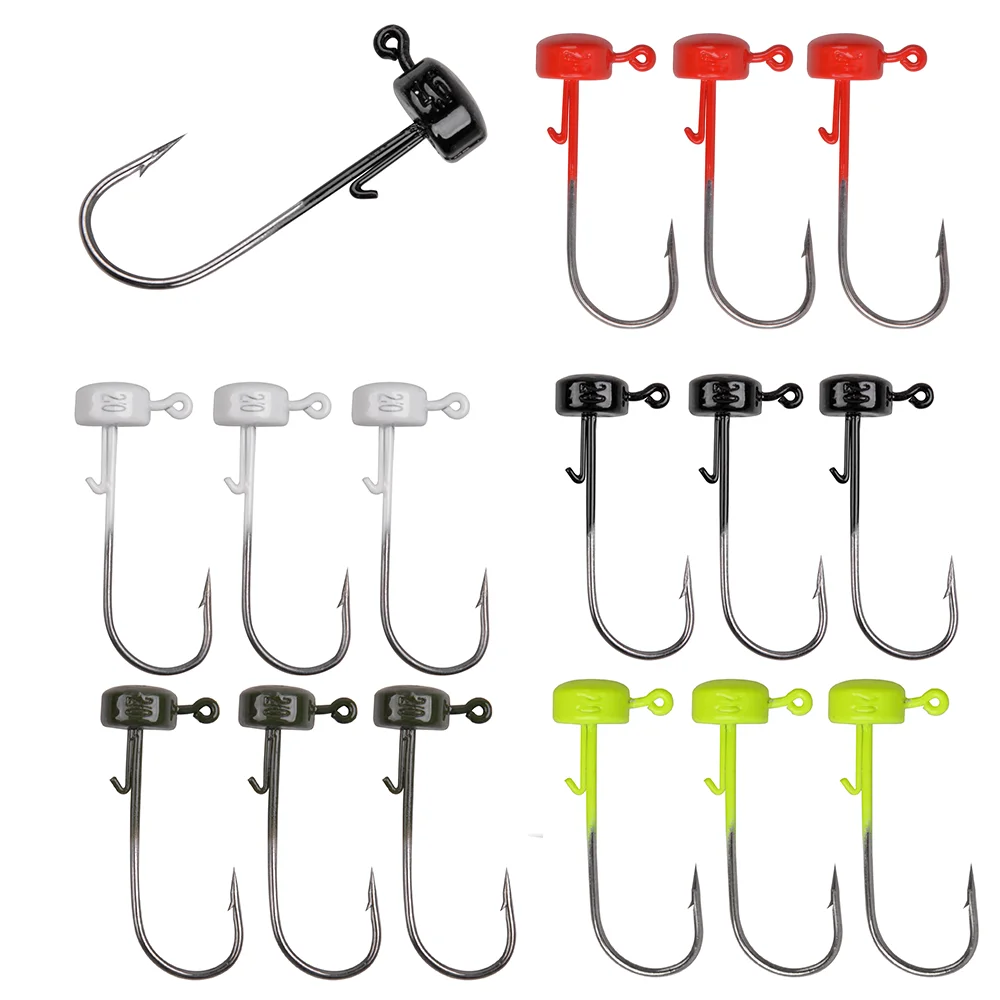 

16Pcs Ned Rig Jig Head Mushroom Fishing Jig Hook Lead Jig Head Sharp Barbed Hook for Bass Trout Worm Lures