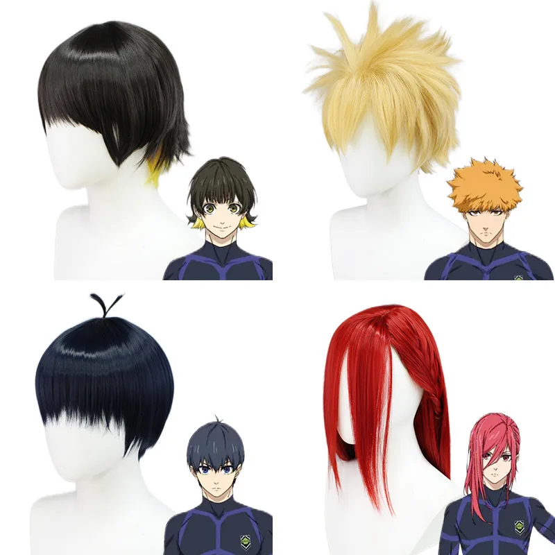 BLUELOCK Peruca Cosplay para Homens, Perucas Anime, Cabelo Sintético, Isagi, Yoichi, Bachira, Meguru, Kunigami, Rensuke, Chigiri, Hyoma, Halloween