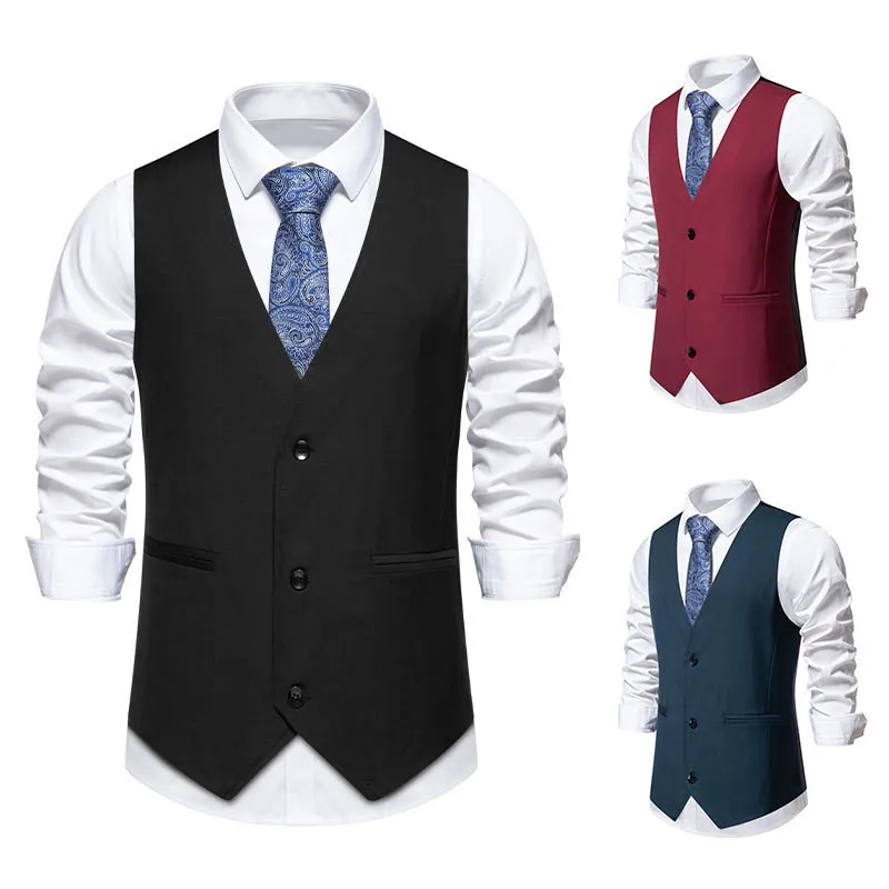 A Variety Of Styles Men'S Suit Vest Spring And Autumn Solid Retro All-Match Slim Fit Suit Vest Wedding Party Casual Tank Tops