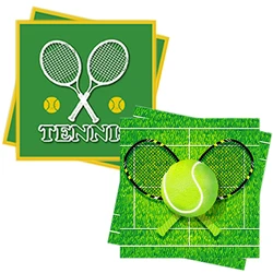 20pcs Green Tennis Theme Disposable Paper Napkins Tennis Racket Pattern Tissue Boys Sports Theme Birthday Party Decor Supplies