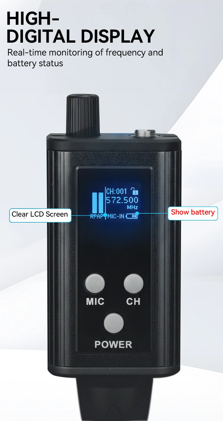 Paulkitson EM‑12R Drahtloses In-Ear-Monitoring-System 572,5‑587,5MHz OLED Stereo Mono Niedrige Latenz für Sänger DJ Studio Live-Show – Detail 4
