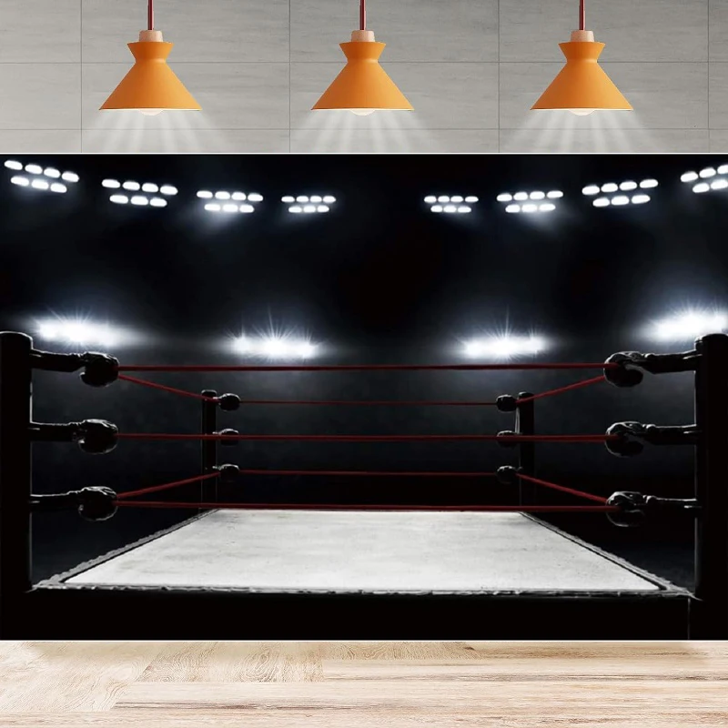 

Boxing Ring Photography Backdrop Squared Circle Contest Event Sports Arena Background Home Party Backdrop Wall Banner Decor