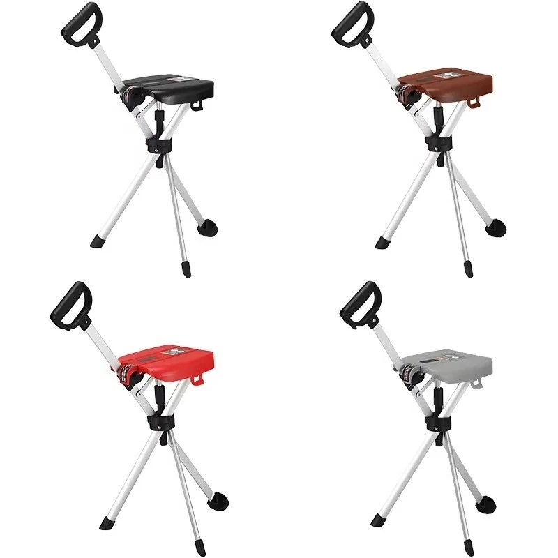 

Medical Folding Cane with Seat, 3-Leg Aluminum Design for Outdoor Use | Senior Walking Aid & Portable Chair