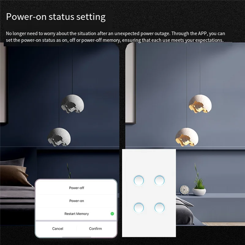 

B04C-Tuya Matter Wi-Fi умный выключатель света вогнутое стекло для Homekit для Alexa Google Home Smartthings нейтральный провод американского стандарта