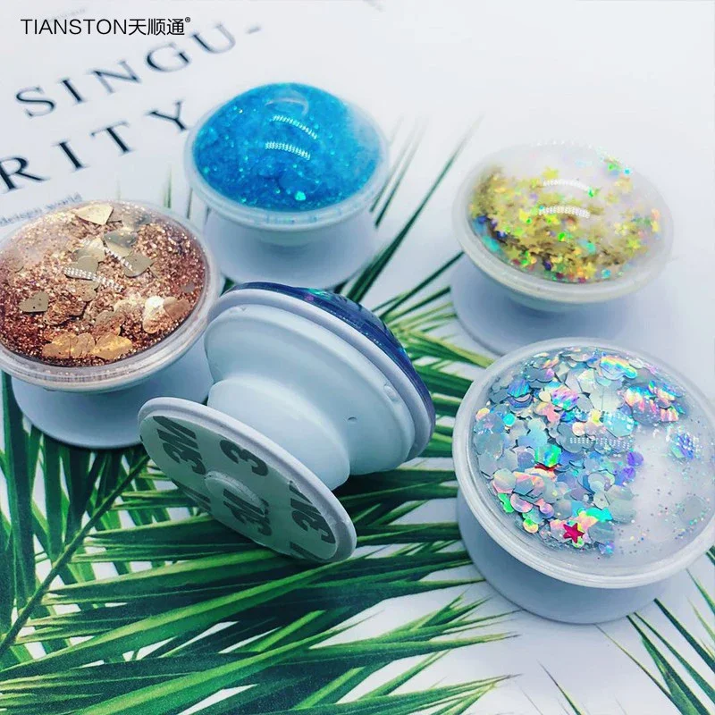 【Fast Delivery】Colorful 3D Quicksand Phone Ring Holder Liquid Glitter Phone Grip Griptok Holder Ring Phone Stand