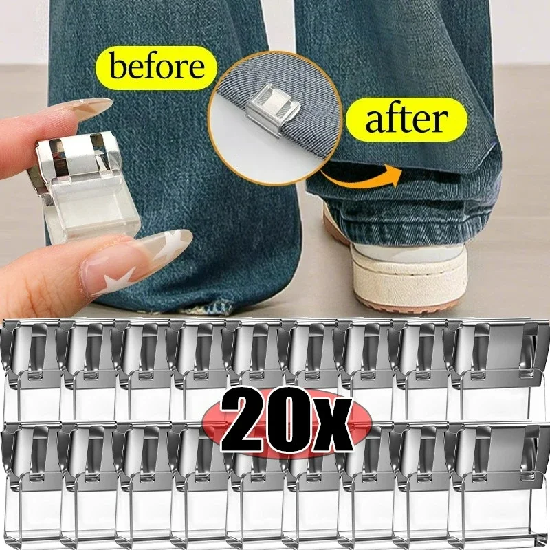 20pcs Multi-functional Invisible Leg Shortening Clips DIY Sewing Craft Clothing Straps Holder for Long Garments Secure Clips