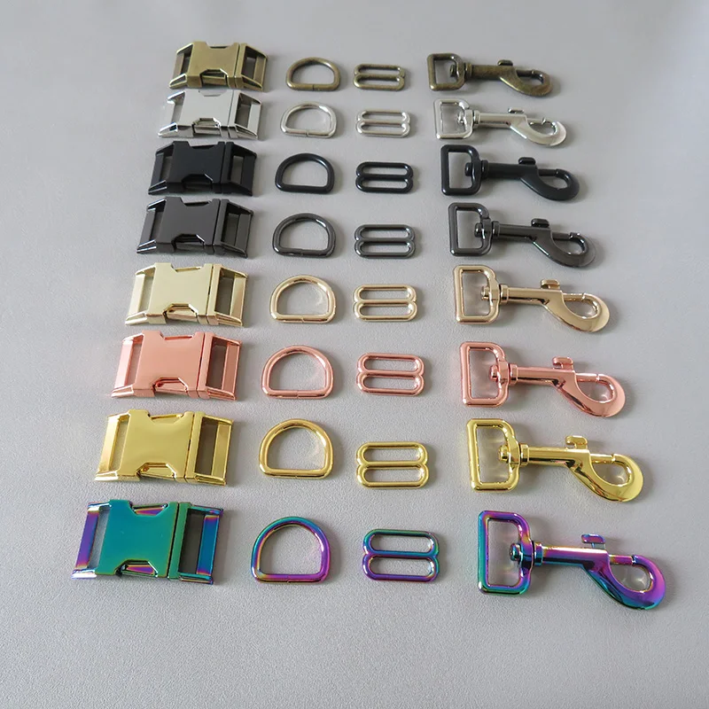 10 Sets 25mm Metal D Ring Sider Belt Release Buckle Carabiner Snap Clip Hook For Dog Collar Leash Leads Lobster Clasp Accessory