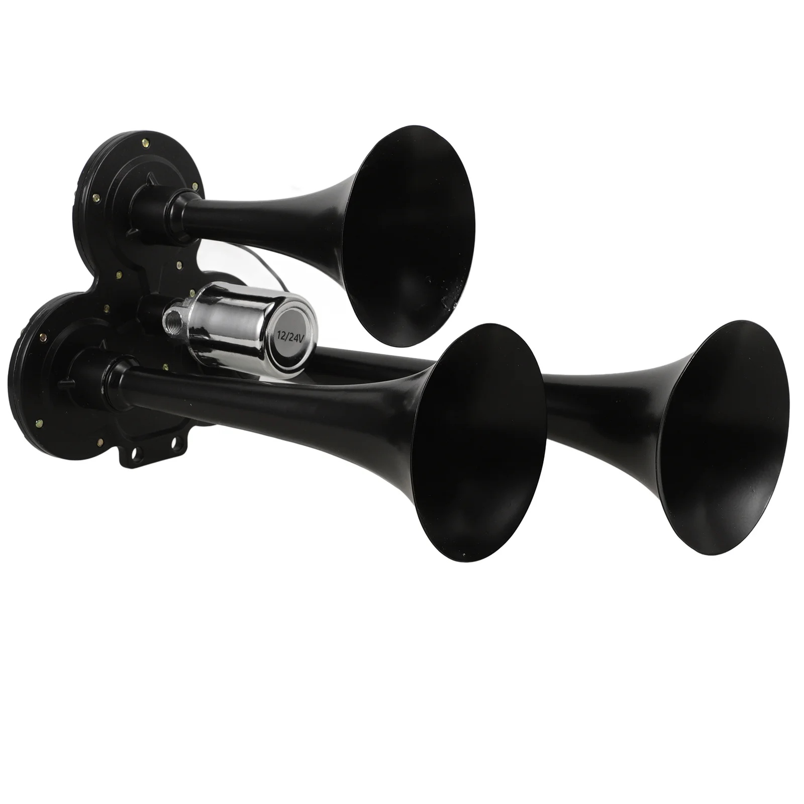 

Triple Trumpet Loud Air Horn Clear Sound 12V 24V for Trucks Semi Truck Pickup Train Horn Triple Trumpets Air Horns for Trucks