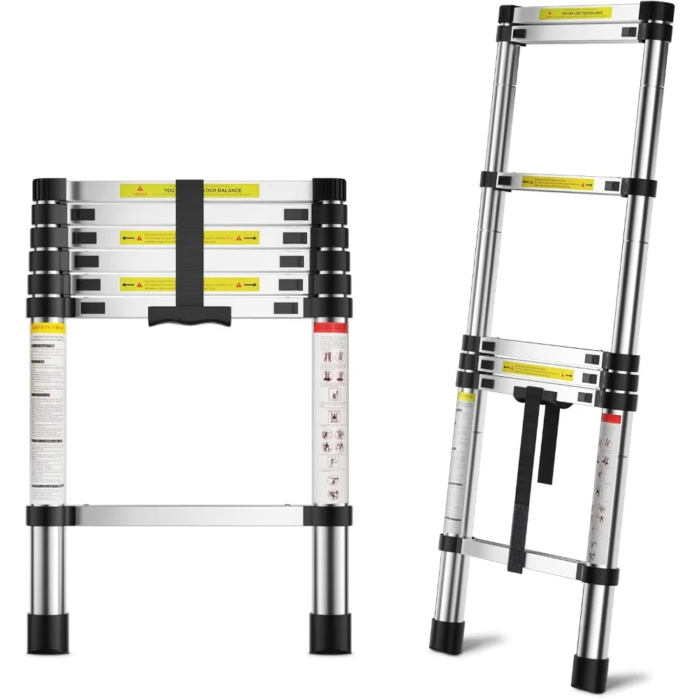 

6.6 FT Extension Ladders, Lightweight Collapsible Ladders, Aluminum Telescoping Ladders for Home, Folding Telescoping Ladder for