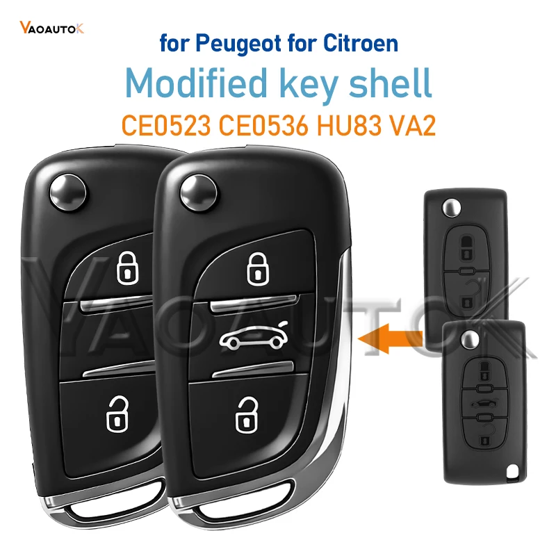 

Modified CE0523 CE0536 Remote Car Key Case For Citroen C2 C4 C5 Xsara Picasso VA2 HU83 For Peugeot 306 407 807 Partner Shell