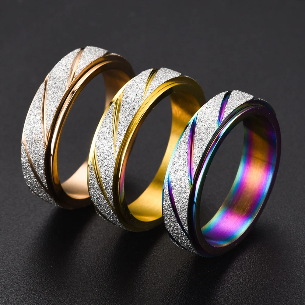 

3Pcs Anxiety Rings Rotating Stainless Steel Finger Rings Relaxing Jewelry Women Party Gift Accessories Finger Ring