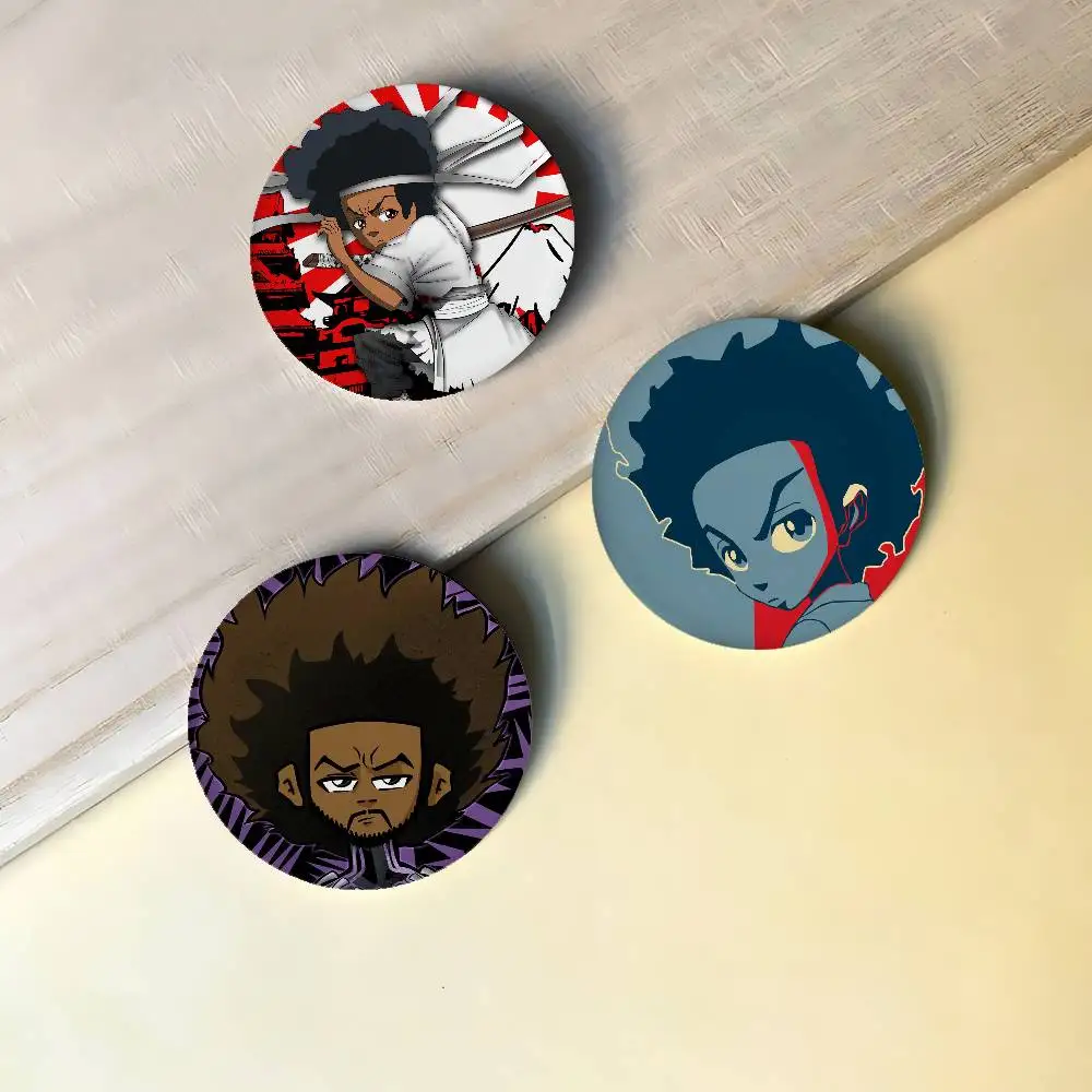 Anime The Boondocks Badges Peripheral Lapel Pins Tinplate Round Brooch For Shoulder Bag Accessories Souvenir Gifts