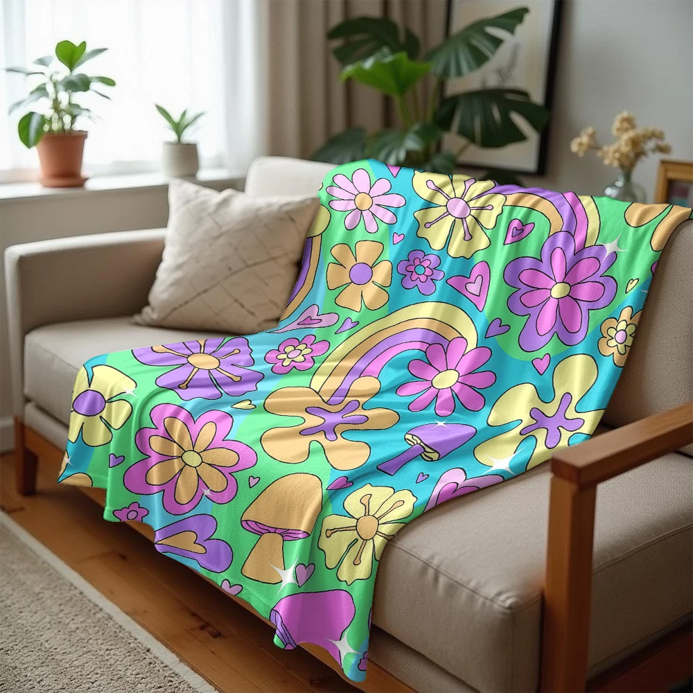 Rainbow Daisy Cartoon Anime Pr - Christmas Throw Blanket review and price
