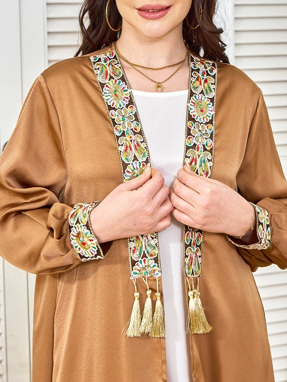 Robe de soirée pour Ramadan du moyen-orient, dubaï, cardigan de luxe musulmane pour femmes, ensemble deux pièces avec robe pendentif à pompon, nouvelle collection