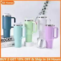 40oz Tumbler Stainless Steel Car Mug with Handle Straw Double Wall Thermal Iced Travel Cup Vacuum Insulated Leak Proof CoffeeCup