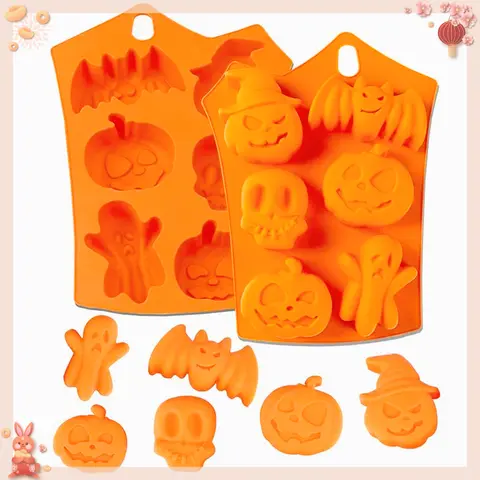 Halloween Moulds Nonstick Silicone Pumpkin Mold Skull Bat Ghost Shape Chocolate Candy Mold Baking Cake Pudding Cookie Cupcakes