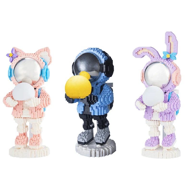 Holding The Moon Astronaut Micro Building Block Luminous Disney Linabell StellaLou Spaceman Brick Figure Toys For Correction