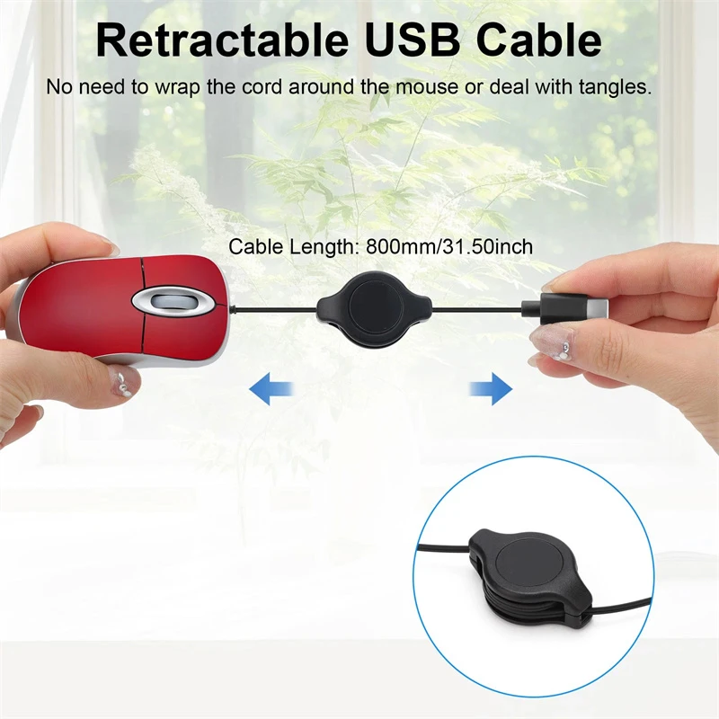 Computador 3 botões mouse mini com fio pequena mão retrátil cabo usb ajustável escalável jogos ratos escritório crianças