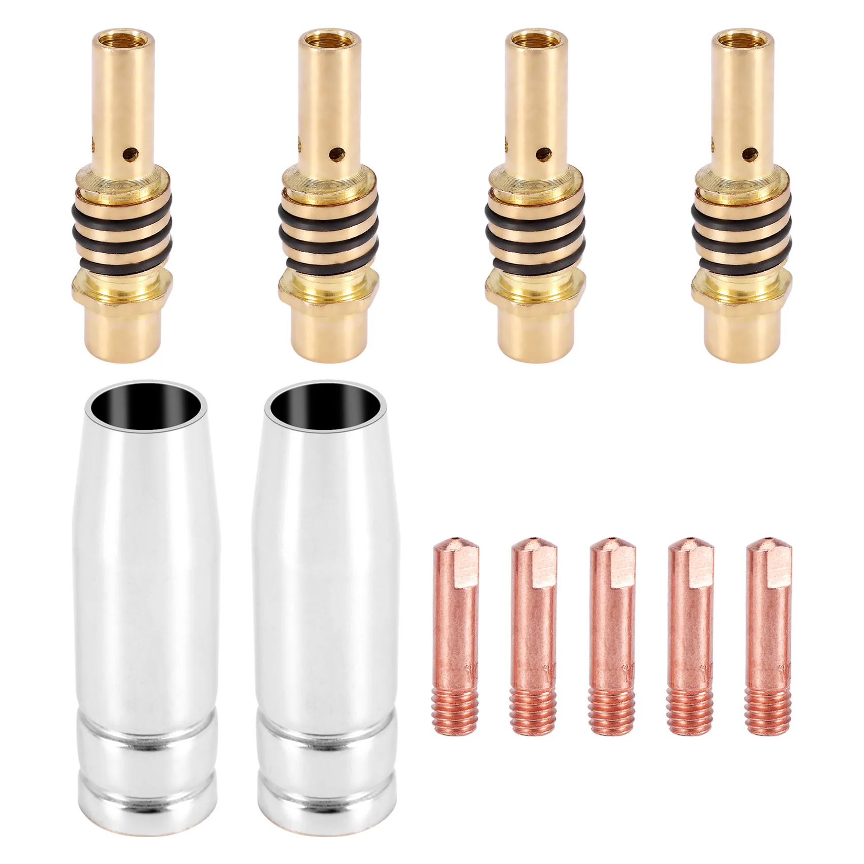 

11Pcs/Set Mig Welding Nozzle Welder Torch Nozzles Gold Tip Holder Contact Tips 0.040 Inch Gas Diffuser Set For Torches